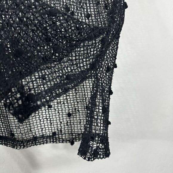 Liv Women's Top Black Crochet Sequin Net 3/4 Sleeves Beach Tunic Sweater Size L - Picture 5 of 6